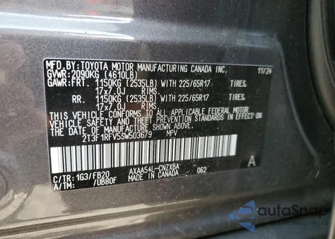 2025 Toyota Rav4 Le from USA, damaged, VIN 2T3F1RFV5SW503679